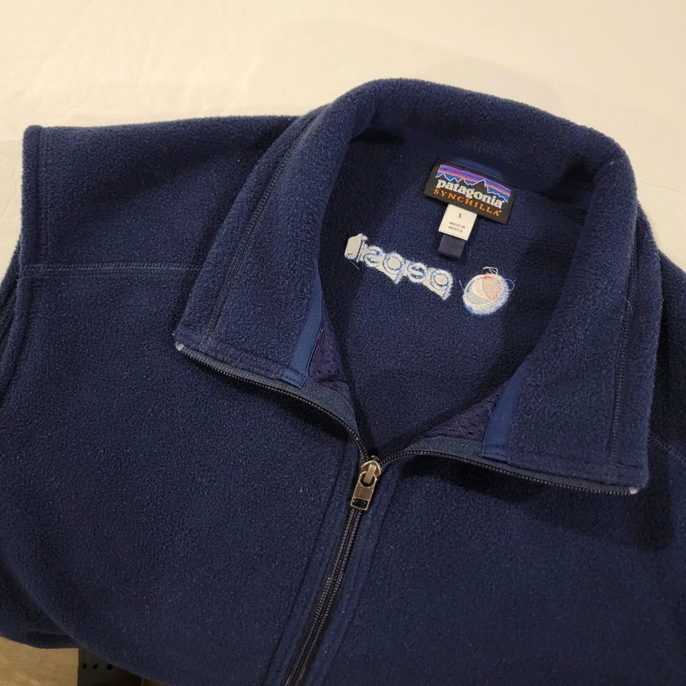 Patagonia Synchilla Vest Mens Large Navy Blue Full Zip Sleeveless Outdoors Pepsi